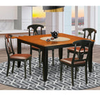 East West Furniture PFKE5-BCH-LC 5 Piece Dinette Set for 4 Includes a Square Dining Room Table with Butterfly Leaf and 4 Faux Leather Upholstered Dining Chairs, 54x54 Inch, Black & Cherry