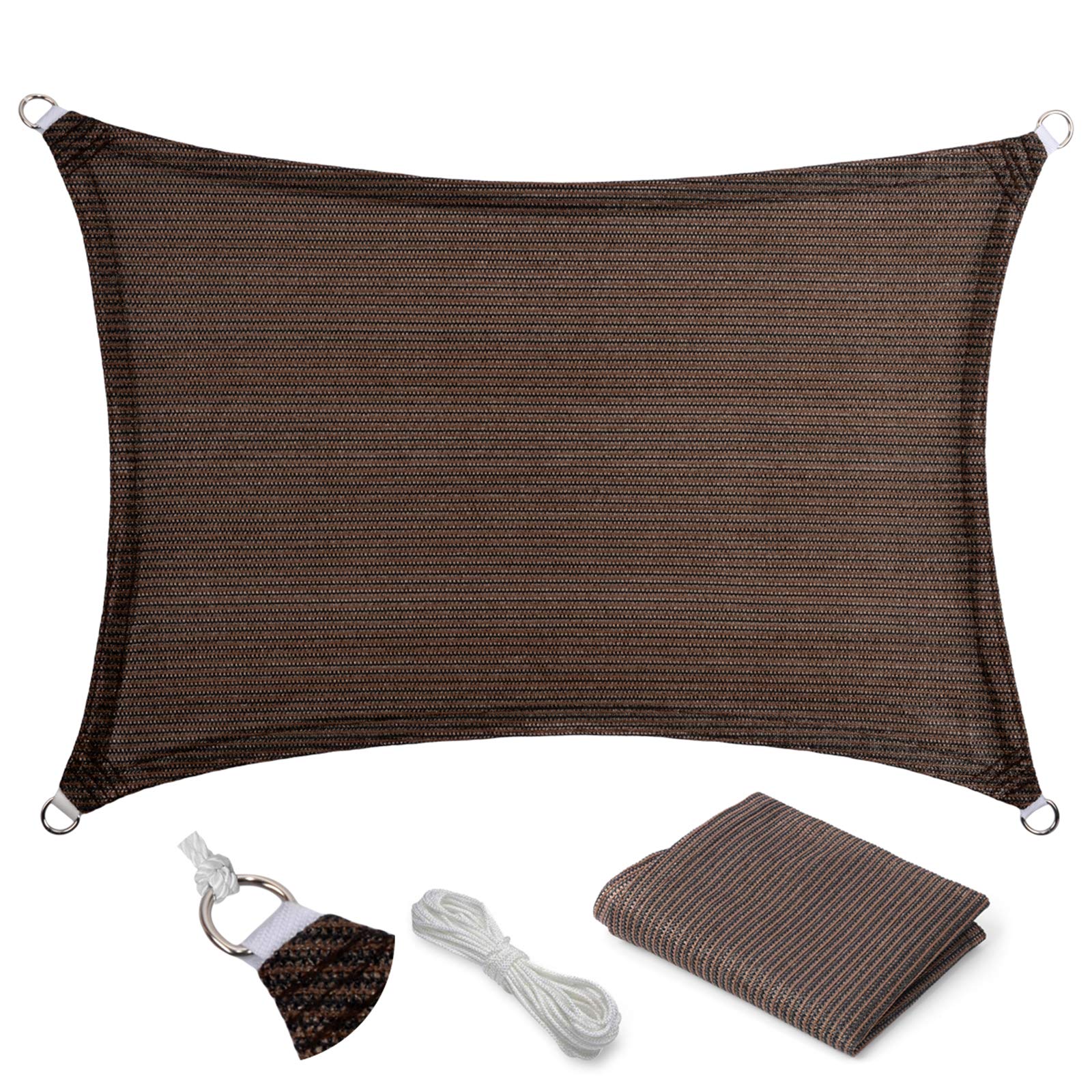 Eden'S Decor 7' X 20' Brown Sun Shade Sail Outdoor Canopy Rectangular Awning Fabric Cloth Screen For Patio Garden Backyard Pergo