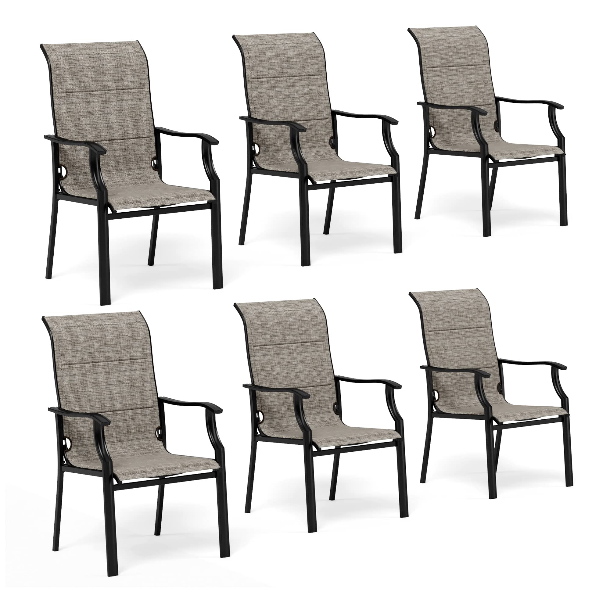 Sunshine Valley Dining Chairs Set Of 6,Steel Frame With Textilene Fabric Patio Dining Chairs 6 Pieces High Back Outdoor Dining C