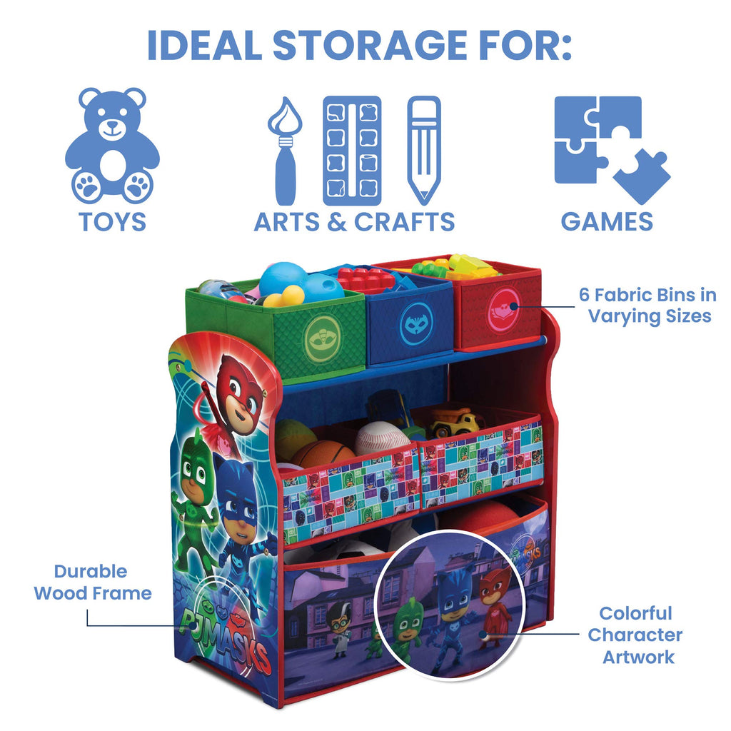 Delta Children 6 Bin Design And Store Toy Organizer - Greenguard Gold Certified,Pj Masks