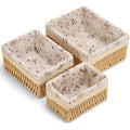 Amaredom Floral Wicker Baskets, Handwoven Multisize 3Pack Storage Baskets