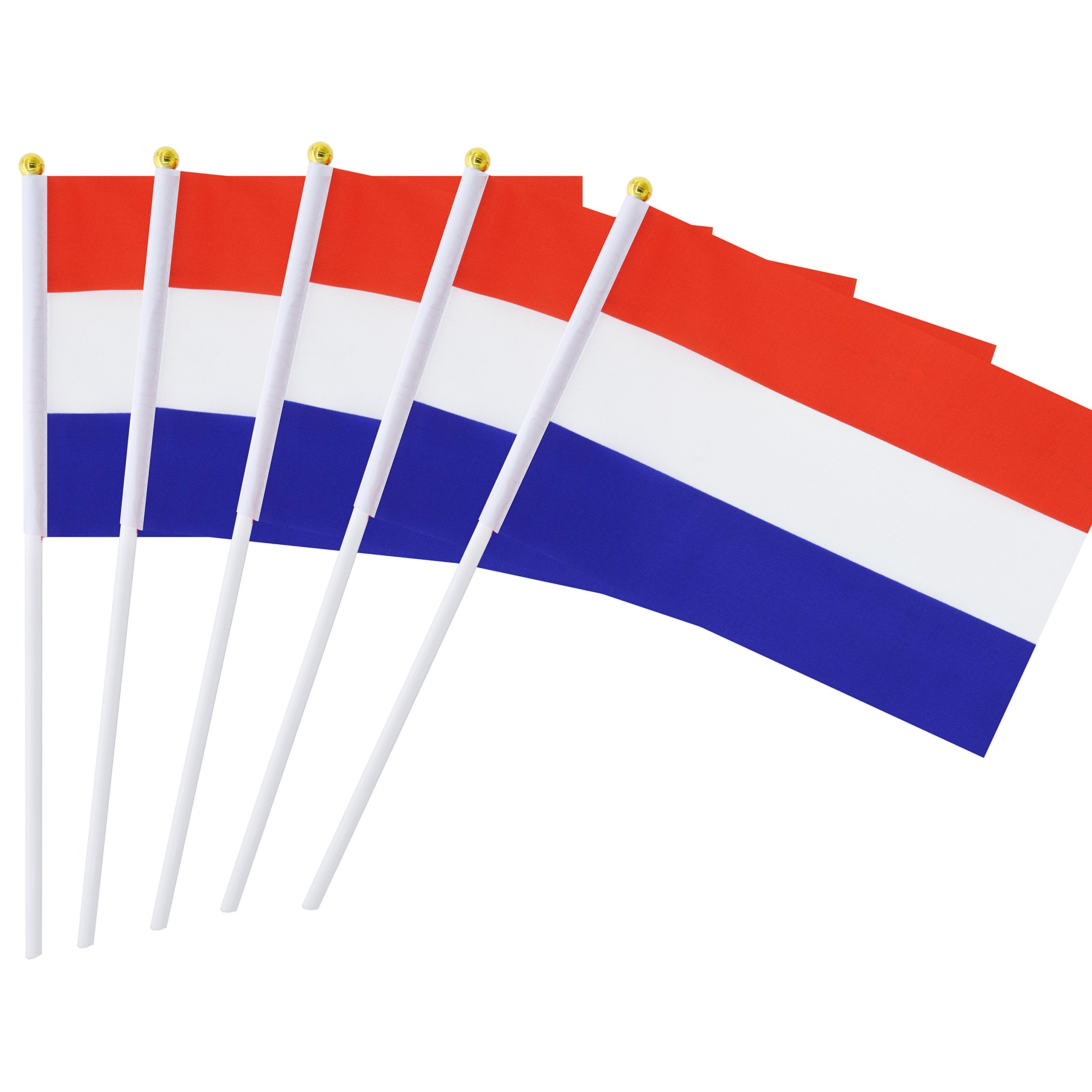 25 Pack Hand Held Small Mini Flag Netherlands Flag Dutch Flag Stick Flag Round Top National Country Flags,Party Decorations Supp