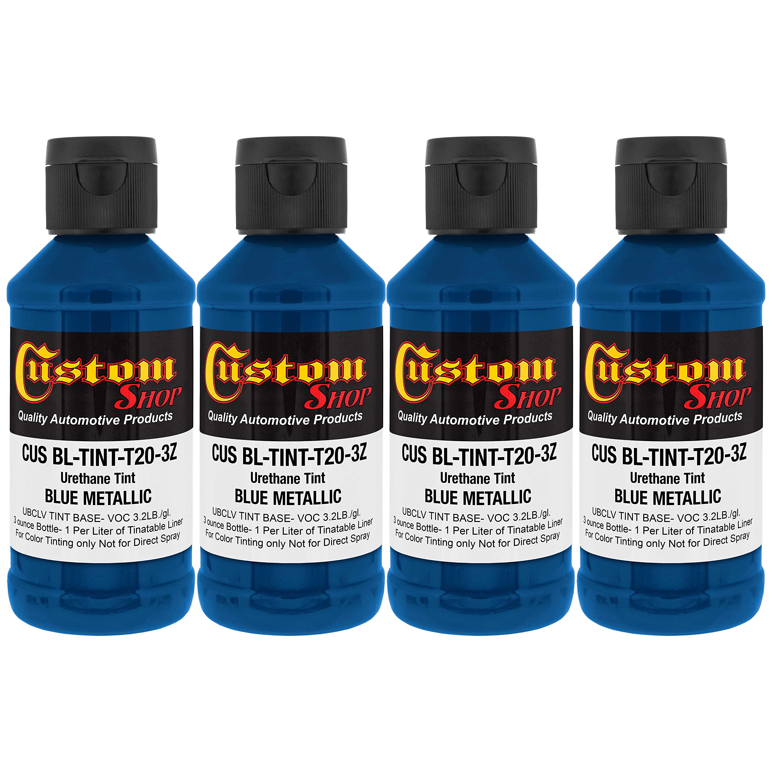 Custom Coat 3 Ounce (Blue Metallic Color) Urethane Tint Concentrate For Tinting Truck Bed Liner Coatings (Pack Of 4) - Proportio