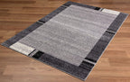 HomeRoots Grey 100% Twisted Polyester 8â€ x 11â€ Gray Modern Bordered Area Rug