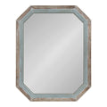 Kate and Laurel Palmer Large Rustic Octagon Wall Mirror, 36 x 28, Coastal Blue and Rustic Brown, Distressed Two-Tone Farmhouse W