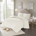 Madison Park Laetitia 100% Cotton Duvet Set - Chenille Tufted Medallion Design, All Season Cozy Bedding Shabby Chic Comforter Cover, Matching Shams, Floral Off White King/Cal King(104'X92') 3 Piece