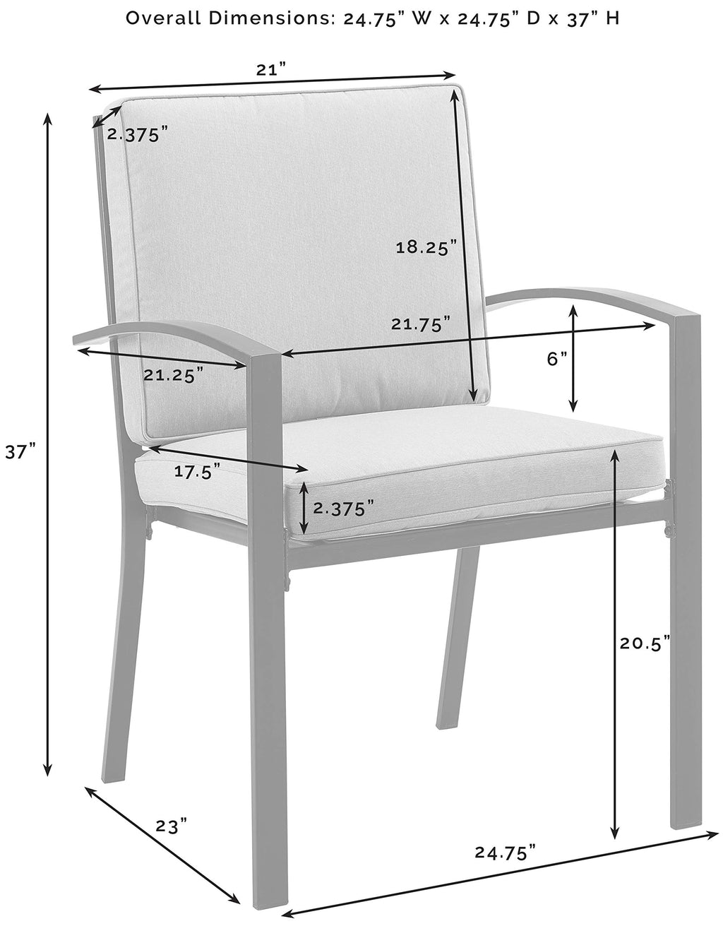 Crosley Furniture Kaplan 2-Piece Outdoor Chair Set, Dining Patio Chairs For Deck, Backyard, Oiled Bronze With Mist Cushions
