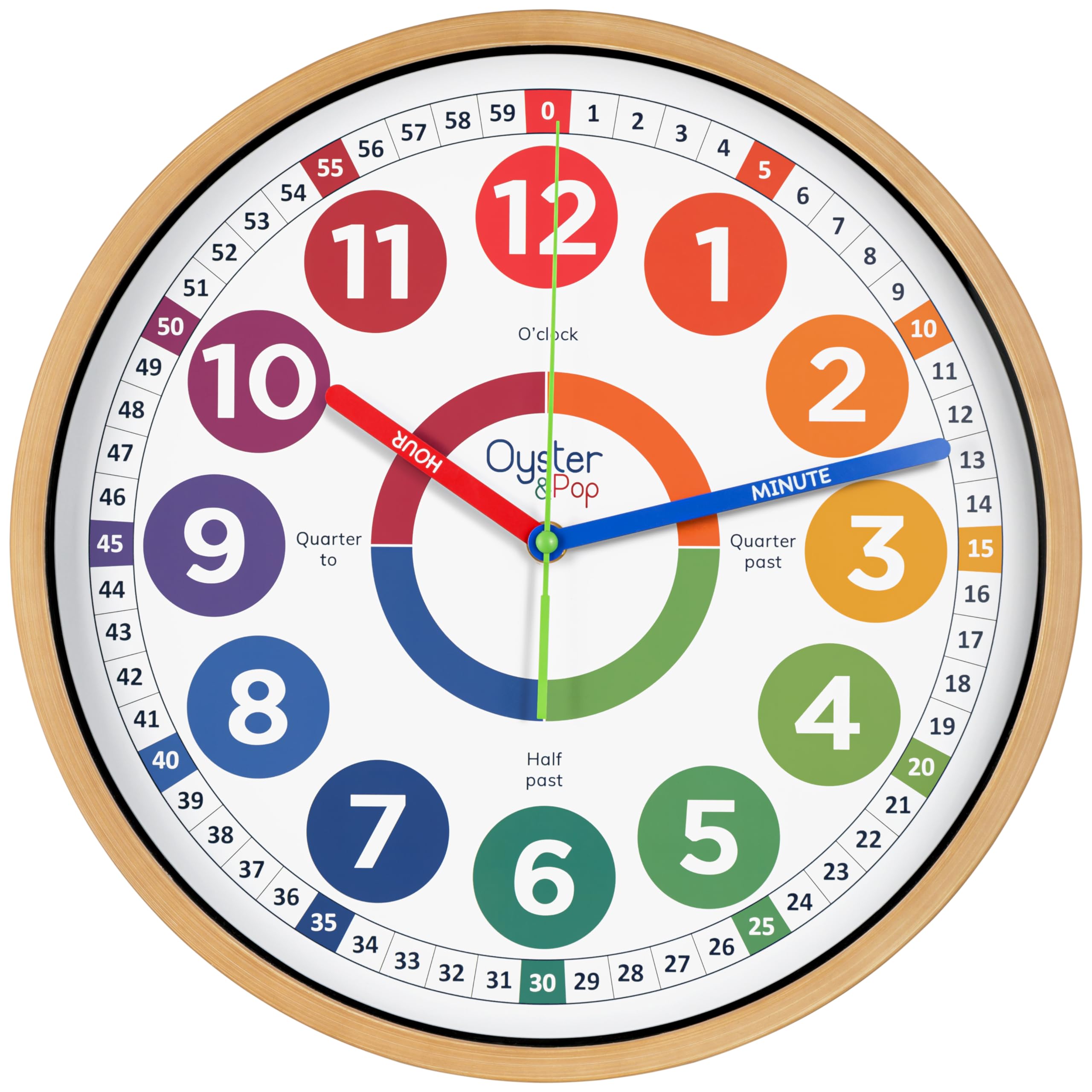 Classroom Clock - 14 Inch Extra Large Learning Clock for Kids - Silent Teaching Time Kids Wall Clock - Analog Clock for Kids Roo