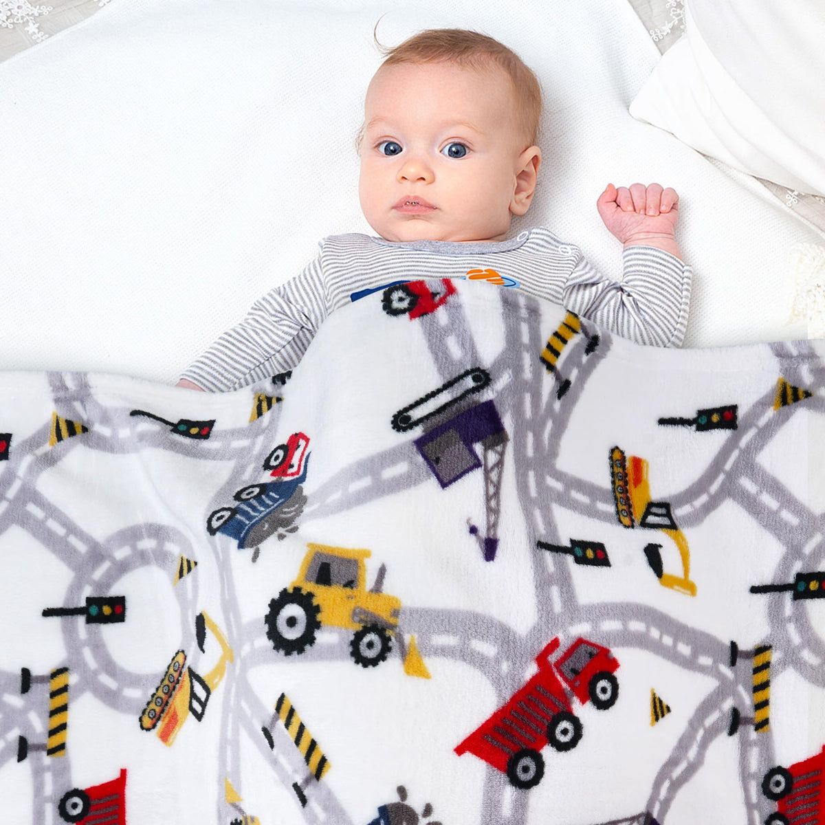 Viviland Kids Throw Blanket, Truck Print Blankets For Boys, Soft Warm Lightweight Plush Throw Blanket Car Fleece Throw Blanket F