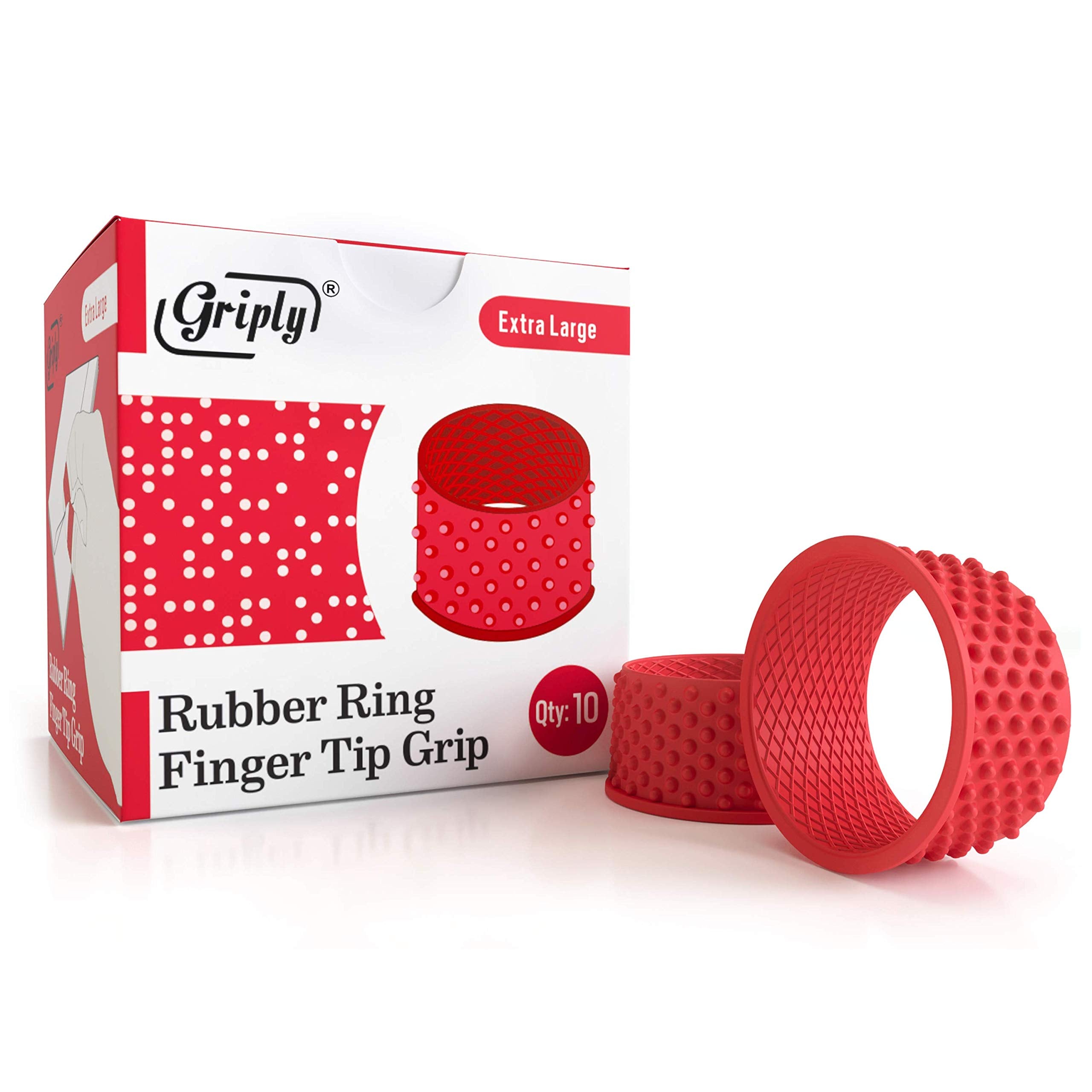 Griply Rubber Finger Tips | Hand Grips | Rubber Tip Finger Protector | Finger Pads (Extra Large)