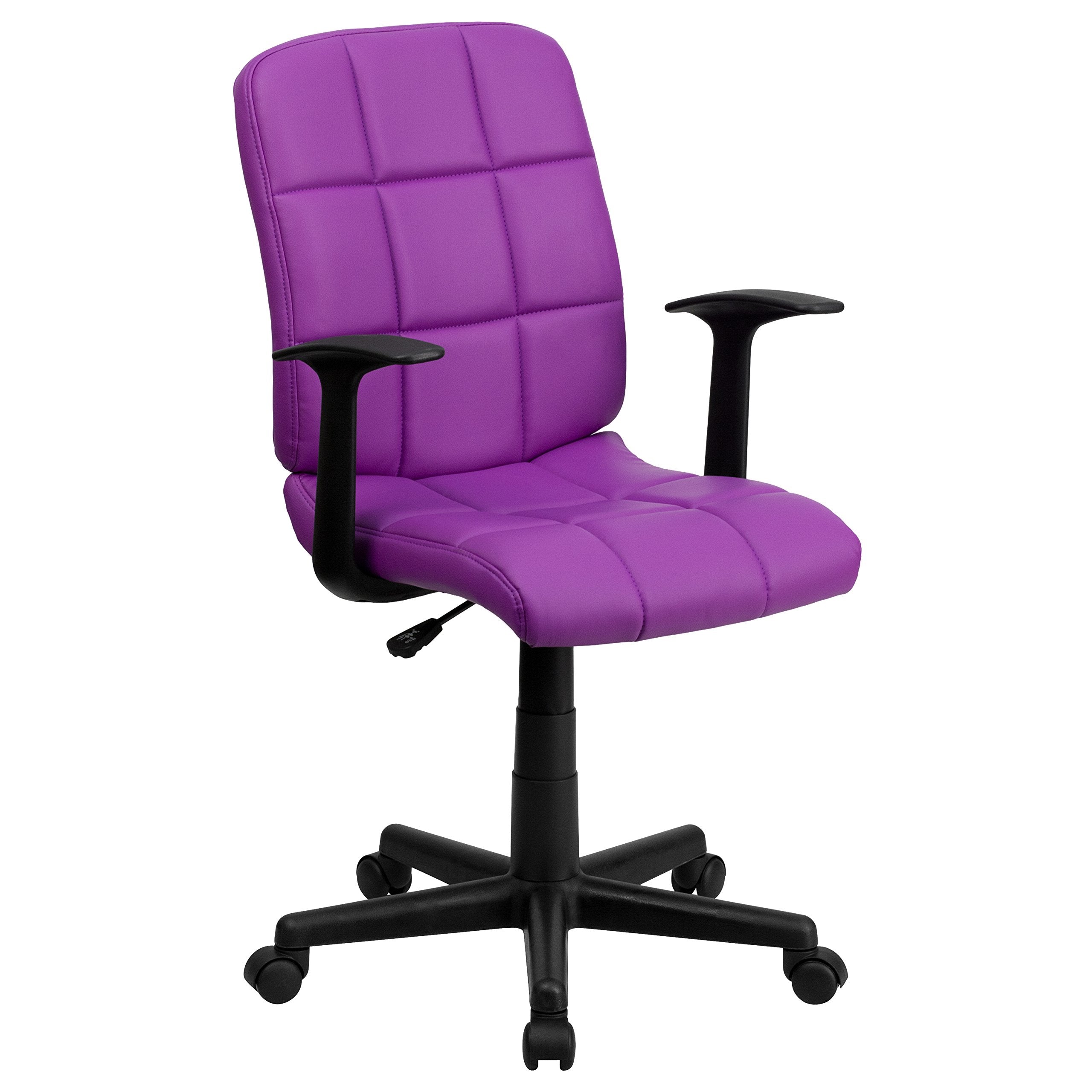 Flash Furniture Clayton Mid-Back Purple Quilted Vinyl Swivel Task Office Chair with Arms