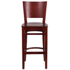 Flash Furniture Lacey Series Solid Back Mahogany Wood Restaurant Barstool