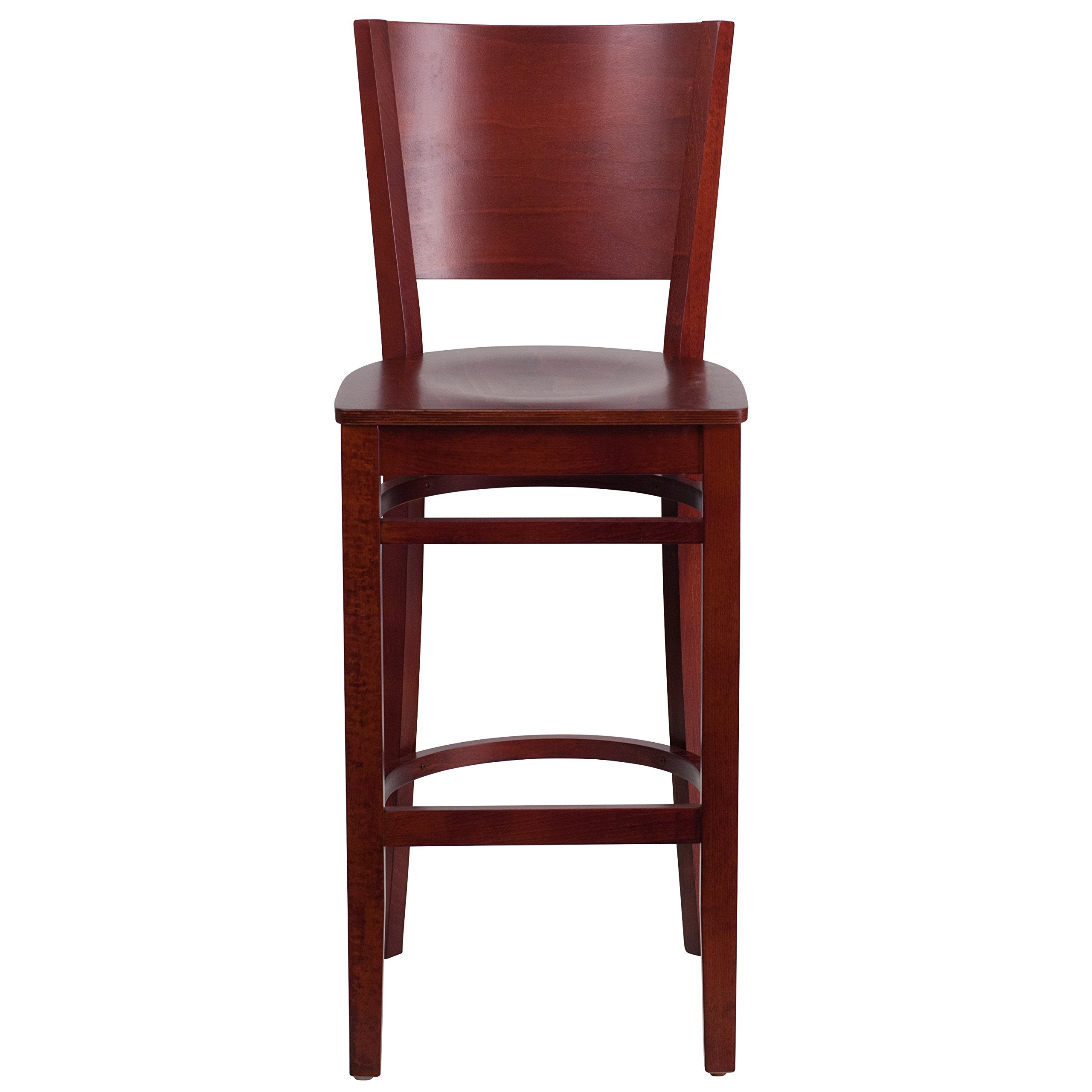 Flash Furniture Lacey Series Solid Back Mahogany Wood Restaurant Barstool