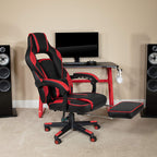 Flash Furniture X40 Gaming Chair Racing Ergonomic Computer Chair With Fully Reclining Back/Arms, Slide-Out Footrest, Massaging Lumbar - Red