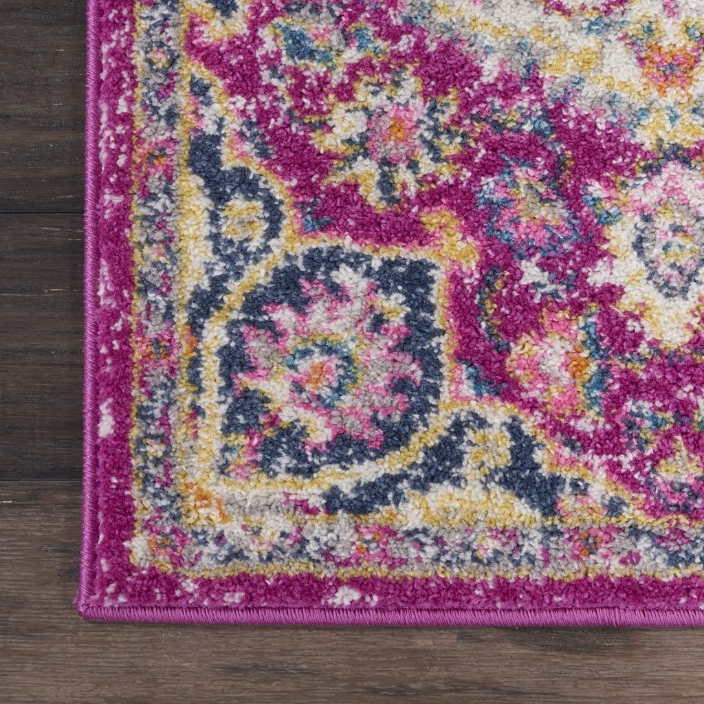 HomeRoots 100% Polypropylene 2â?? x 3â?? Pink and Ivory Medallion Scatter Rug