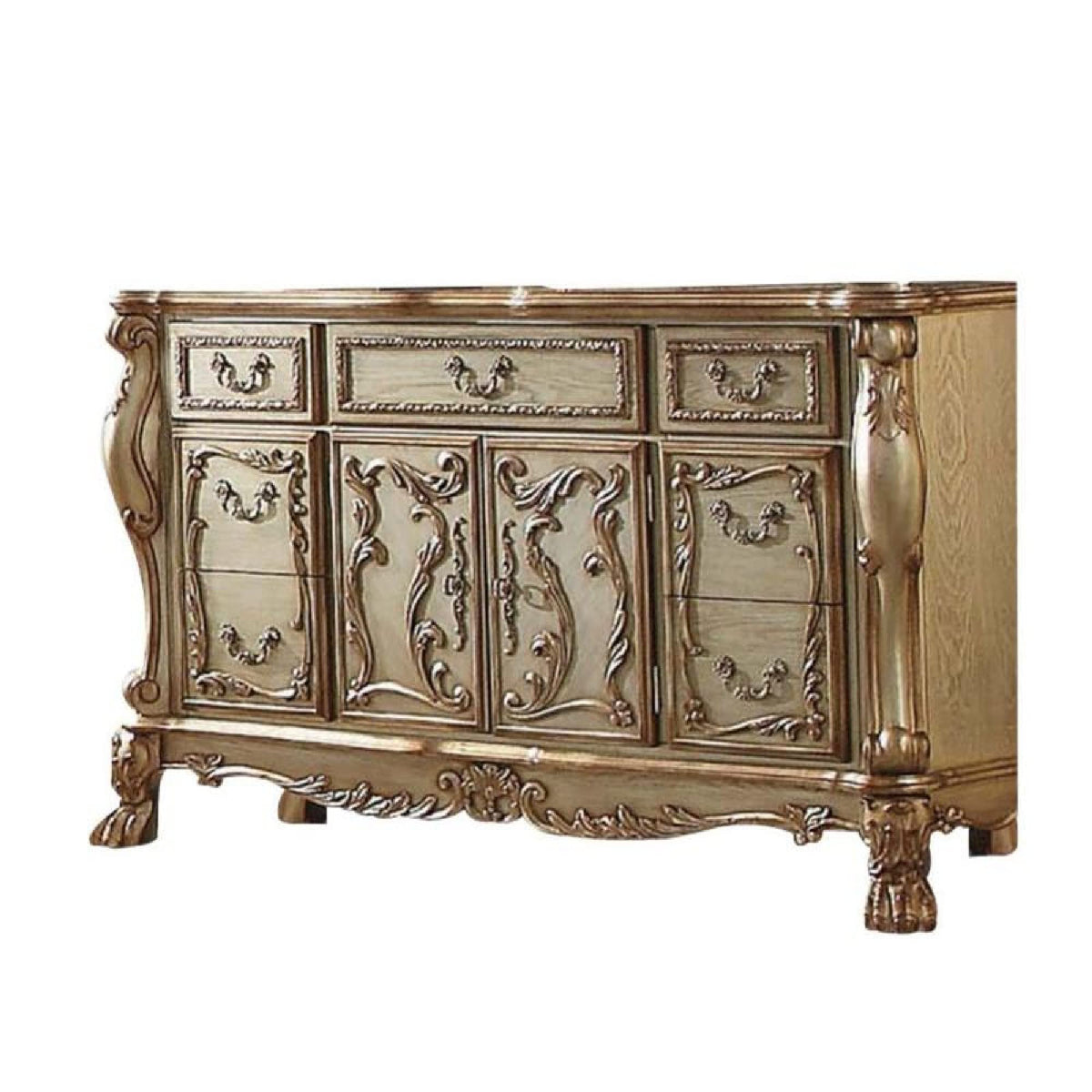 Benjara Benzara Royal Wooden Dresser, Gold