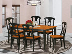 East West Furniture NIKE7-BCH-W 7 Piece Kitchen Table Set Consist of a Rectangle Dining Table with Butterfly Leaf and 6 Dining Chairs, 36x66 Inch, Black & Cherry