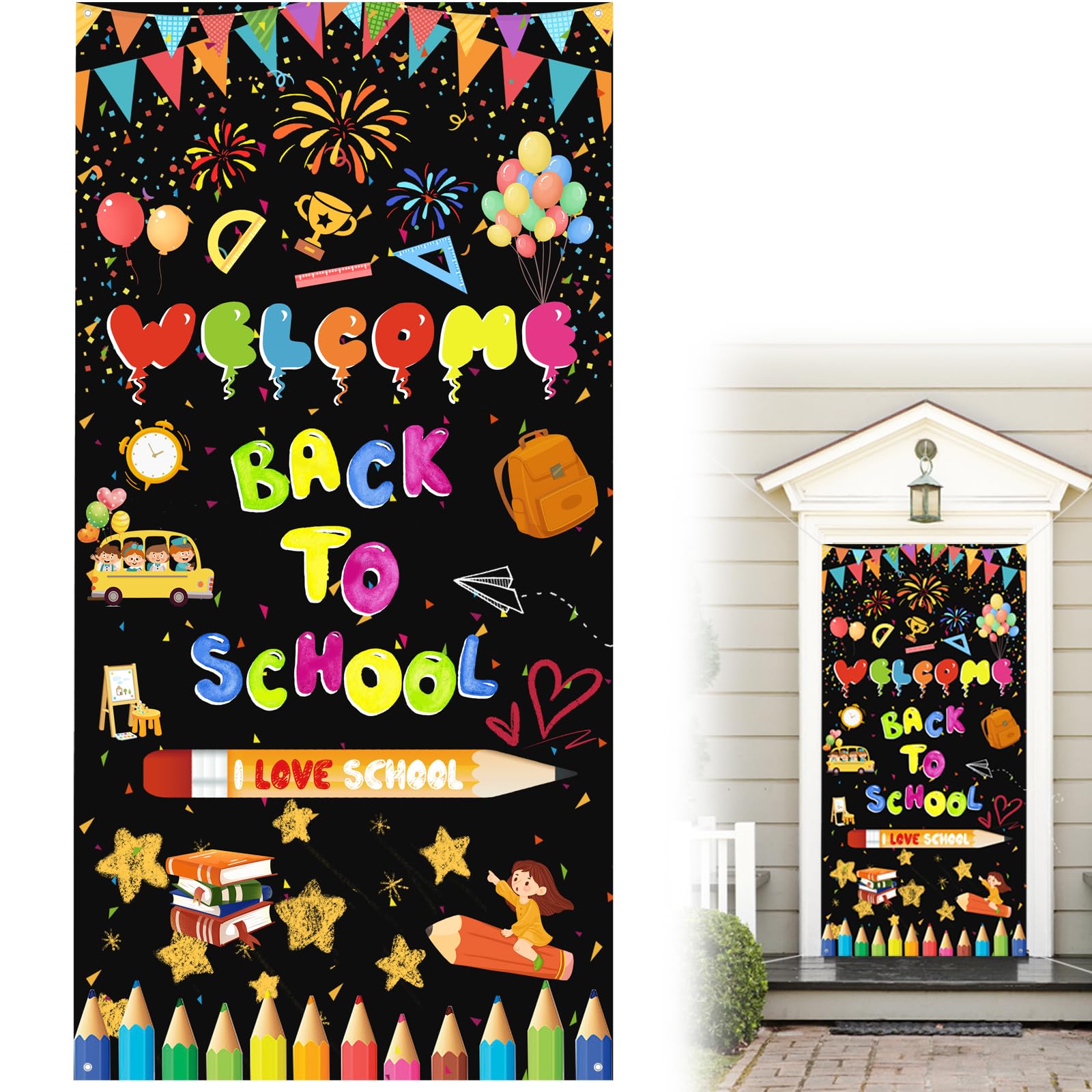 Welcome Back Decorations, Back To School Door Covers Decorative Welcome Back Classroom Door Decorations, Applicable To School We