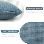 Otostar Pack Of 2 Throw Pillow Covers 12X20 Inch Linen Blue Pillowcases Farmhouse Decorative Solid Pillow Covers 30X50 Cm Lumbar