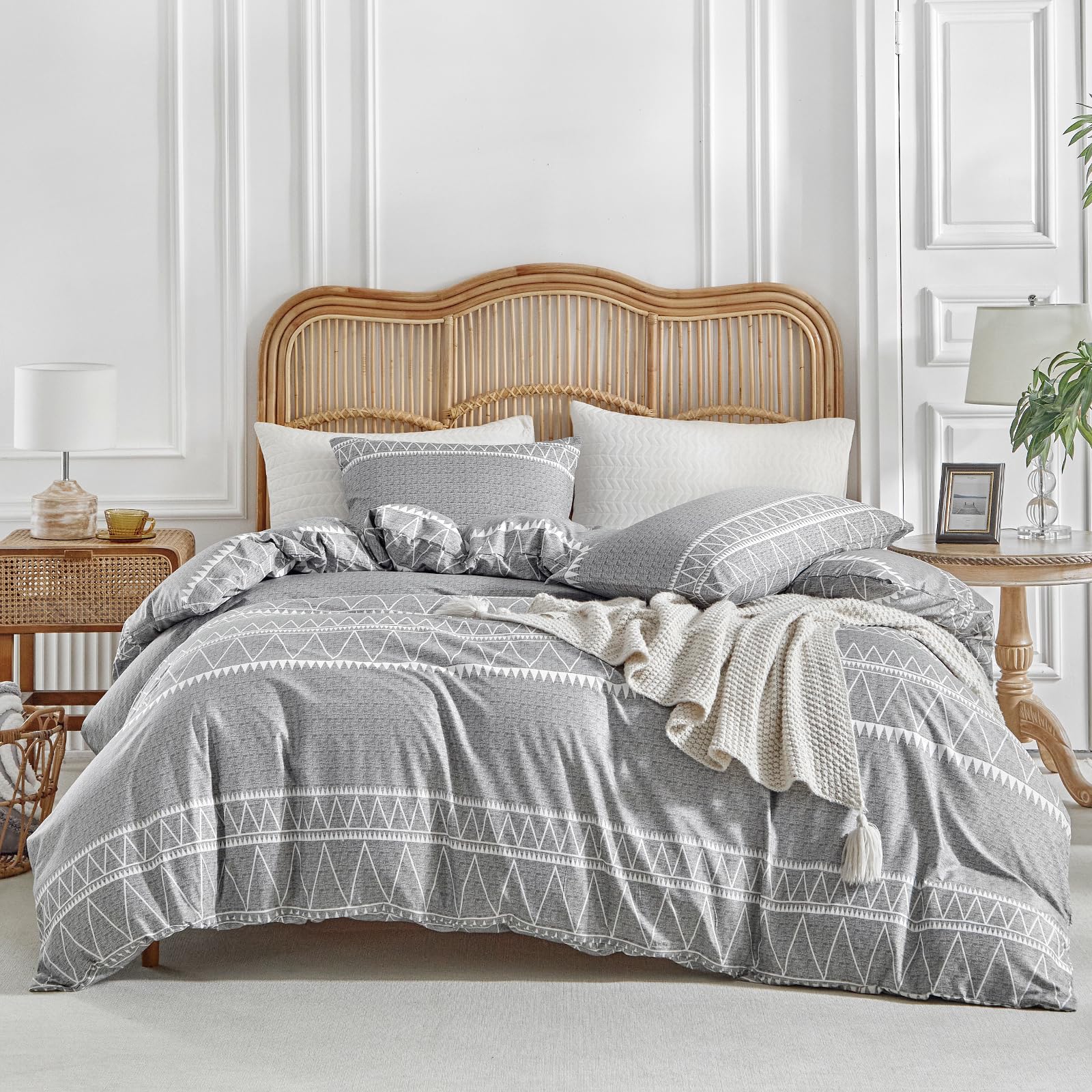 Lekesky Duvet Cover Queen Size, Grey Breathable Comforter Cover Queen Size 3Pc Ultra Soft Brushed Bedding Duvet Cover Set With Z