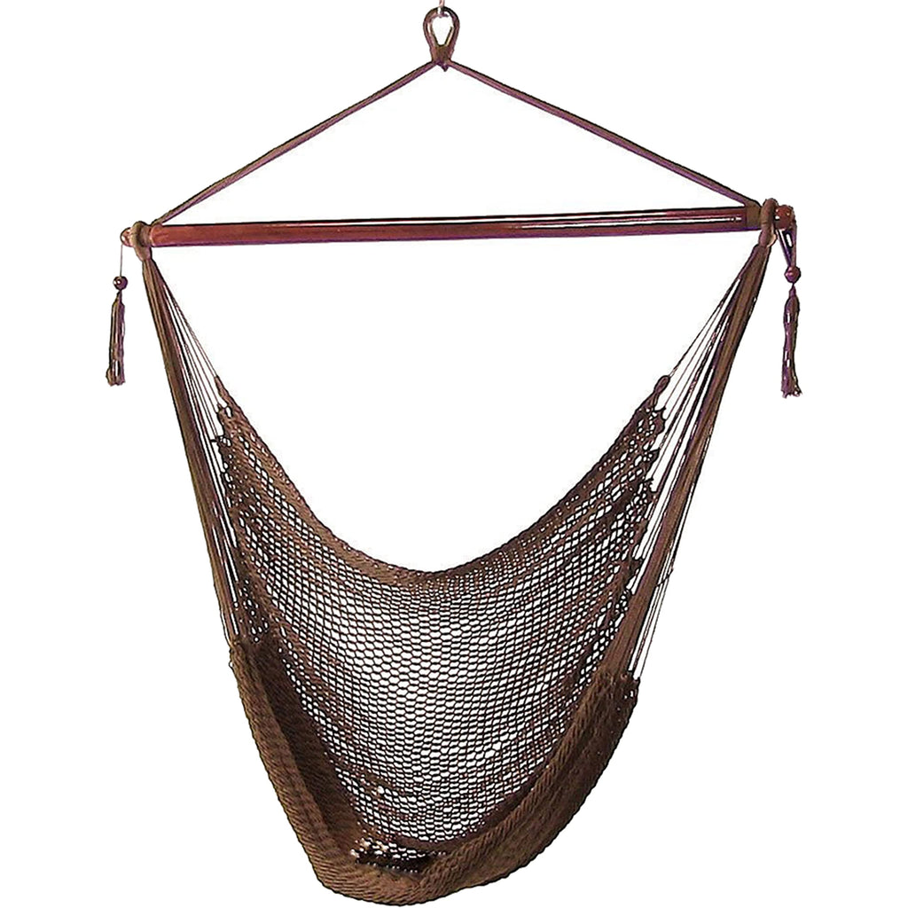 Sunnydaze Indoor/Outdoor Caribbean Xl Hanging Hammock Chair Swing - Soft-Spun Polyester Rope - 300-Pound Capacity - Mocha