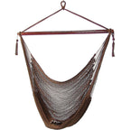 Sunnydaze Indoor/Outdoor Caribbean Xl Hanging Hammock Chair Swing - Soft-Spun Polyester Rope - 300-Pound Capacity - Mocha