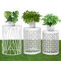 HFHOME Set of 3 Heavy-Duty Round End Table, Side Table, Coffee Table for Indoor Multifunctional Use, Outdoor Decorative Garden S