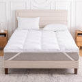 Lewinbedding 3 Inch White Goose Feather Mattress Topper,Queen Feather Bed Topper,Mattress Cover With Straps,Ultra Soft Pillowtop