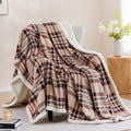 PU MEI Sherpa Fleece Throw Blanket 80 x 90 Reversible Plush Fluffy Large Big Blanket Lattice Flannel Blankets for All Season Use
