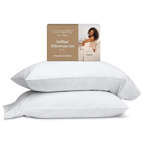Comphy By Coop Softspa Pillowcase Set Of 2, White Super Soft Pillow Cases Standard Size, Pillow Cases, Luxury Spa Quality Pillow