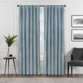 Eclipse Harper Velvet Rod Pocket Curtains for Bedroom, Single Panel, 50 in x 63 in, Blue