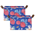 SyXIOP Cute Lychee Fruit Royal Blue Large Storage Baskets with Handles Container Bins for Organizing Shelves, Closet, Wardrobe 2