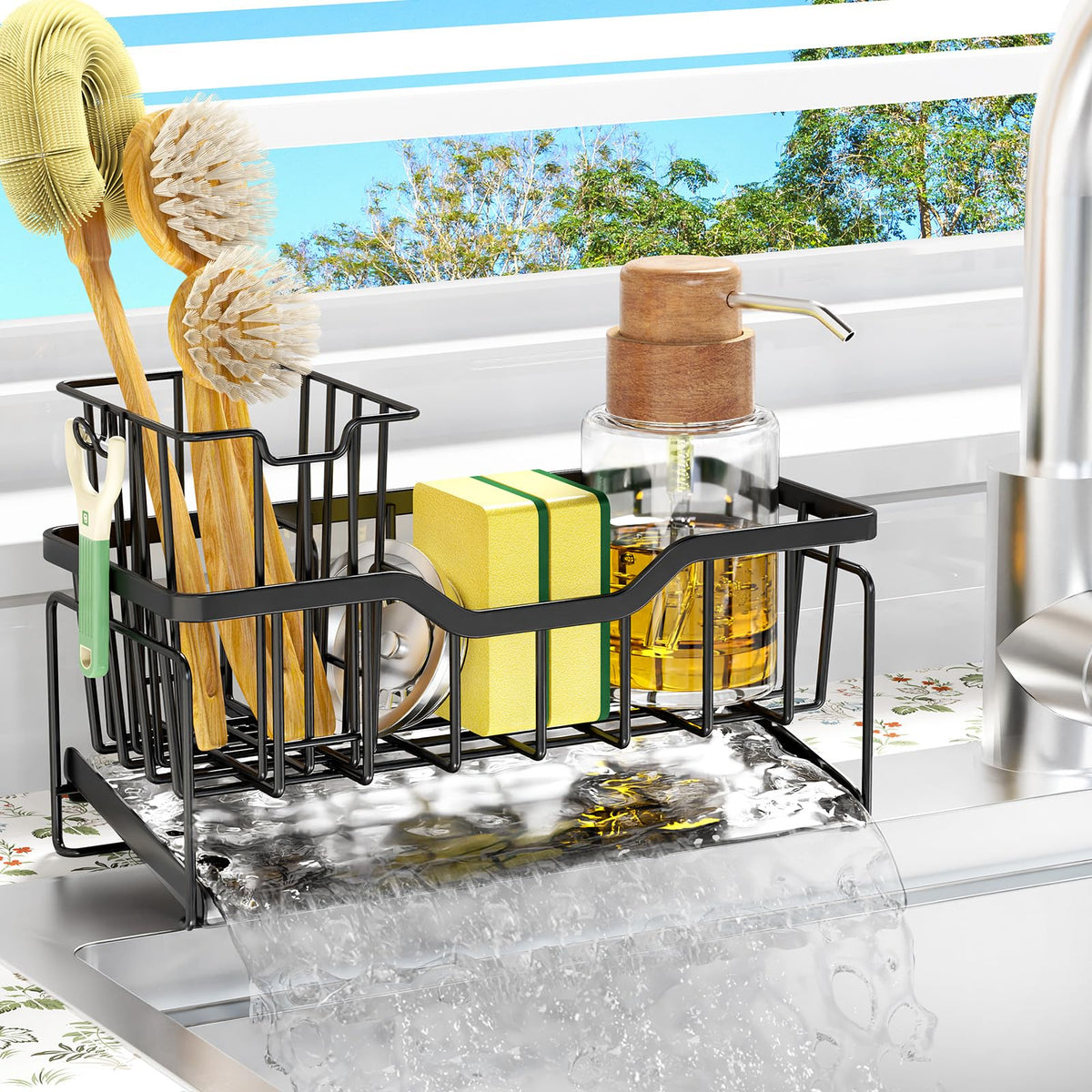 StorageRight Sponge Holder for Kitchen Sink, Stainless Sink Caddy Organizer