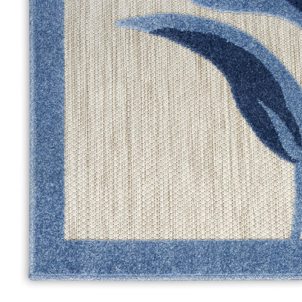Nourison Aloha Outdoor Blue Grey 2'3' X 12' Area Rug, Easy Cleaning, Non Shedding, Bed Room, Living Room, Dining Room, Deck, Backyard, Patio (2X12)