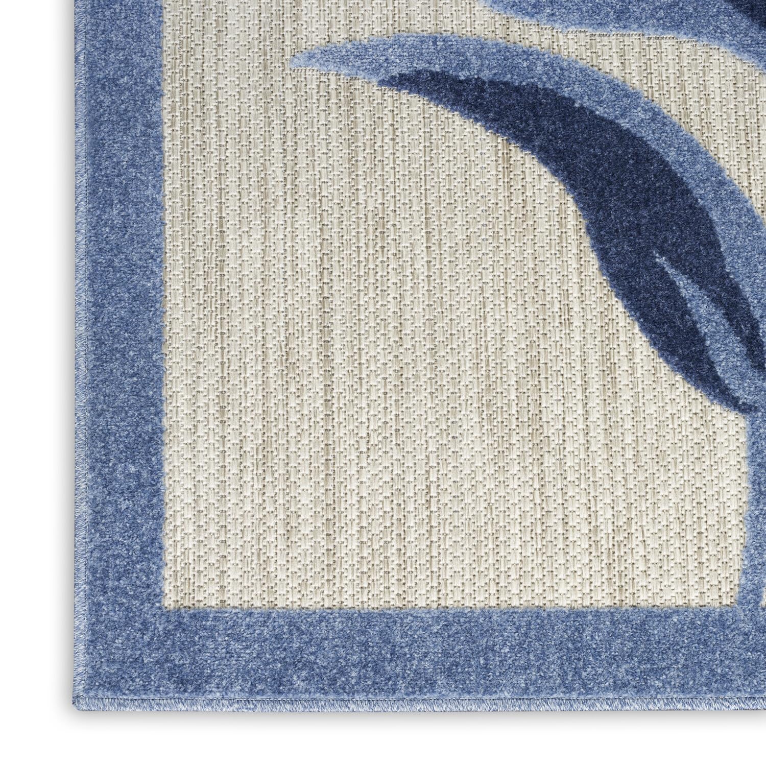 Nourison Aloha Outdoor Blue Grey 2'3' X 12' Area Rug, Easy Cleaning, Non Shedding, Bed Room, Living Room, Dining Room, Deck, Backyard, Patio (2X12)
