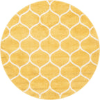 Unique Loom Trellis Frieze Collection Area Rug - Rounded (5' 1'' Round, Yellow/ Ivory)
