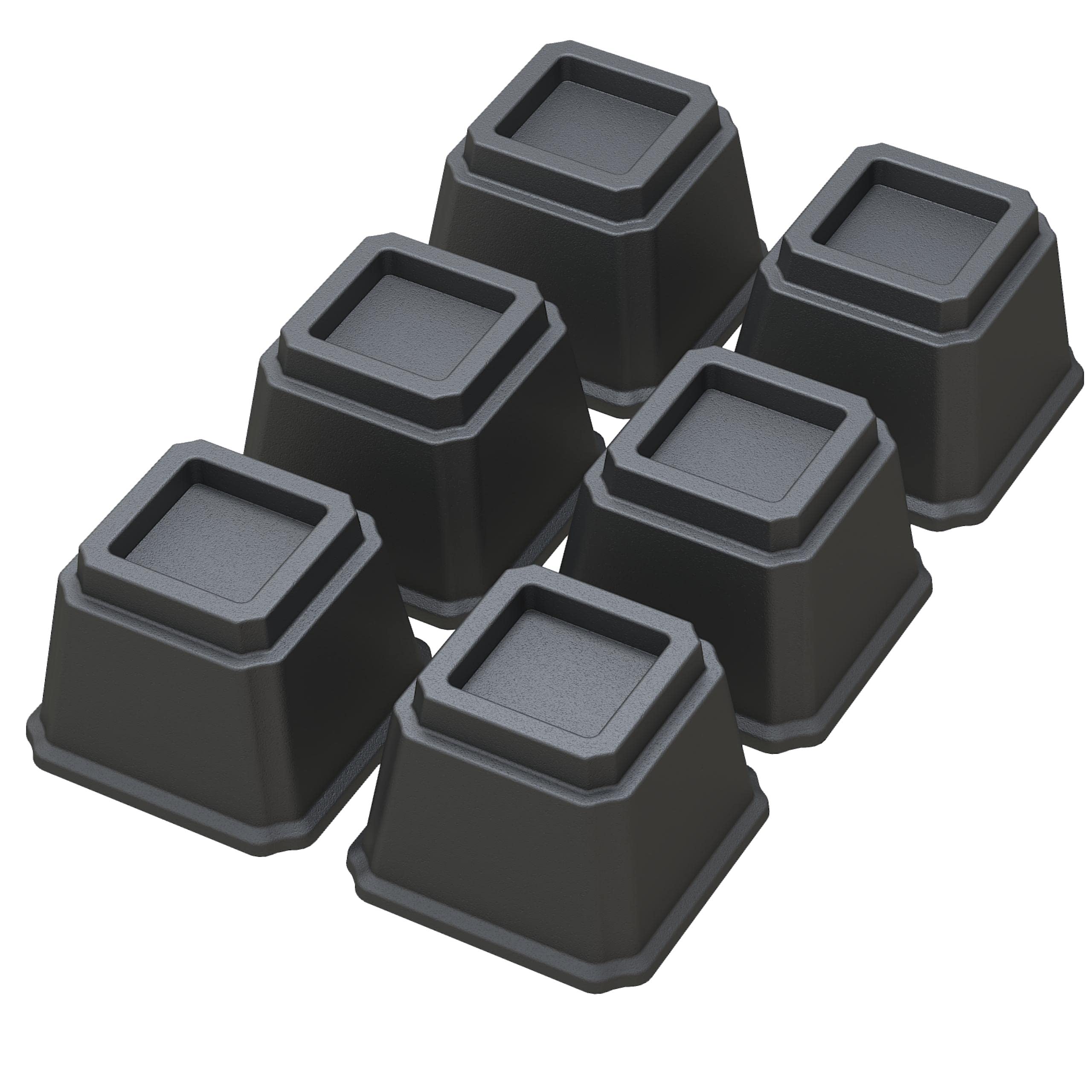 Whynonap Bed Risers 4 Inch Heavy Duty Bed Elevators, Set Of 6 Lifts Up 3,000 Lbs Furniture Riser For Sofa And Table, Black