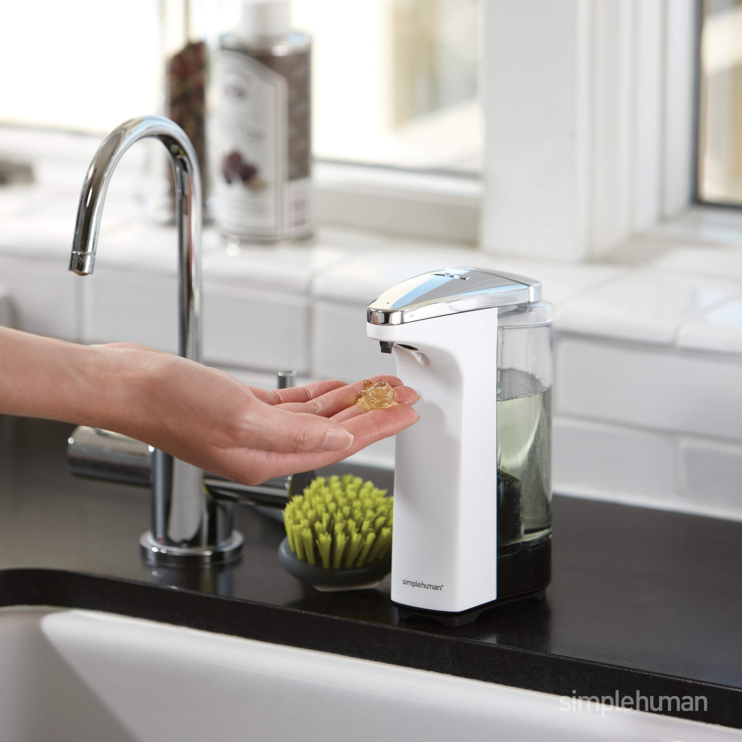 Simplehuman 8 Oz. Touch-Free Sensor Liquid Soap Pump Dispenser With Soap Sample, Brushed Nickel