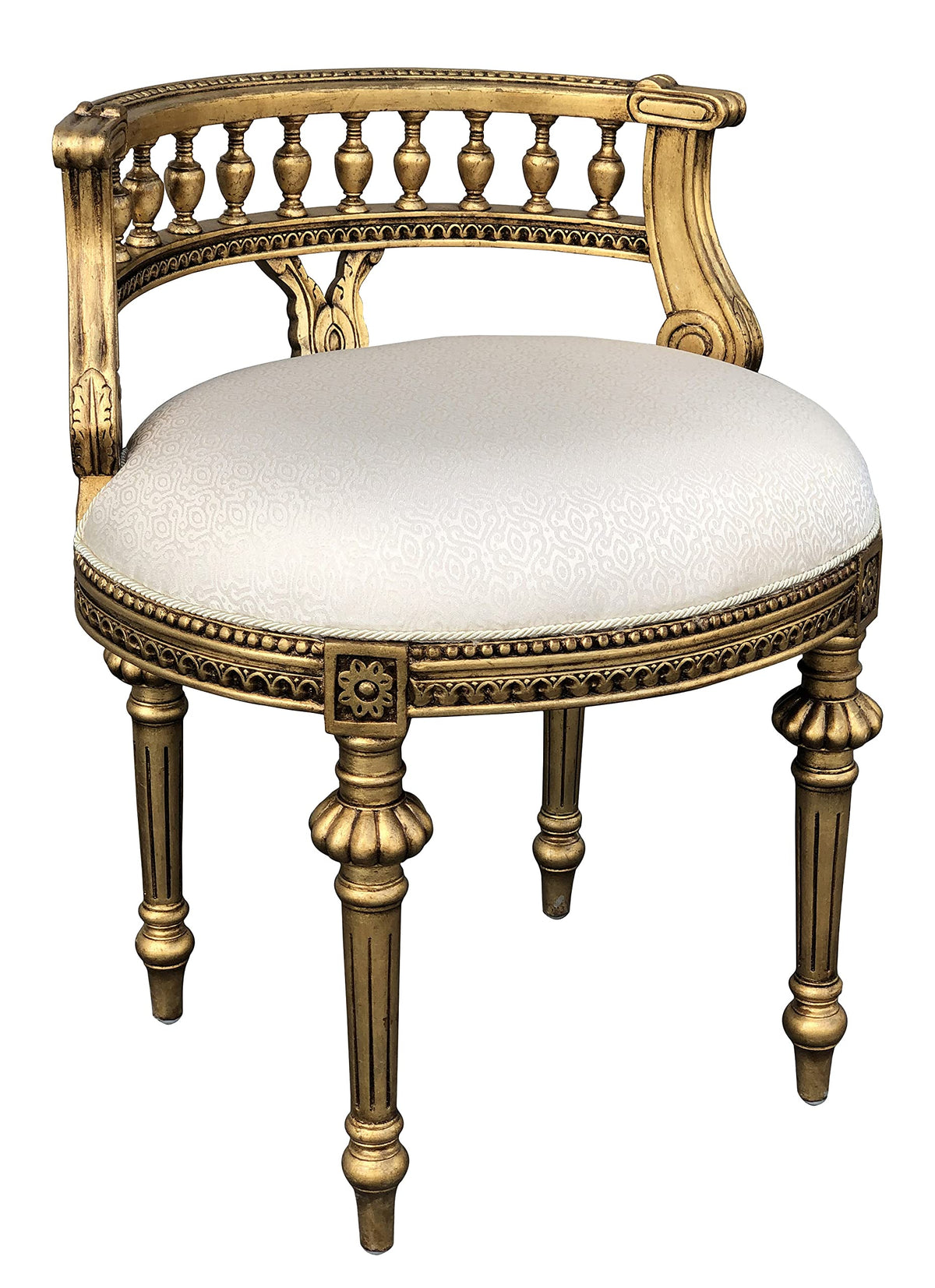 AFD Home Gold Genoa Cream Vanity Chair