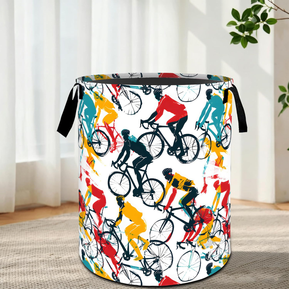 VODRM Cycling Laundry Basket,Bicycle Racing Hamper for Home 19.7x15.7 In