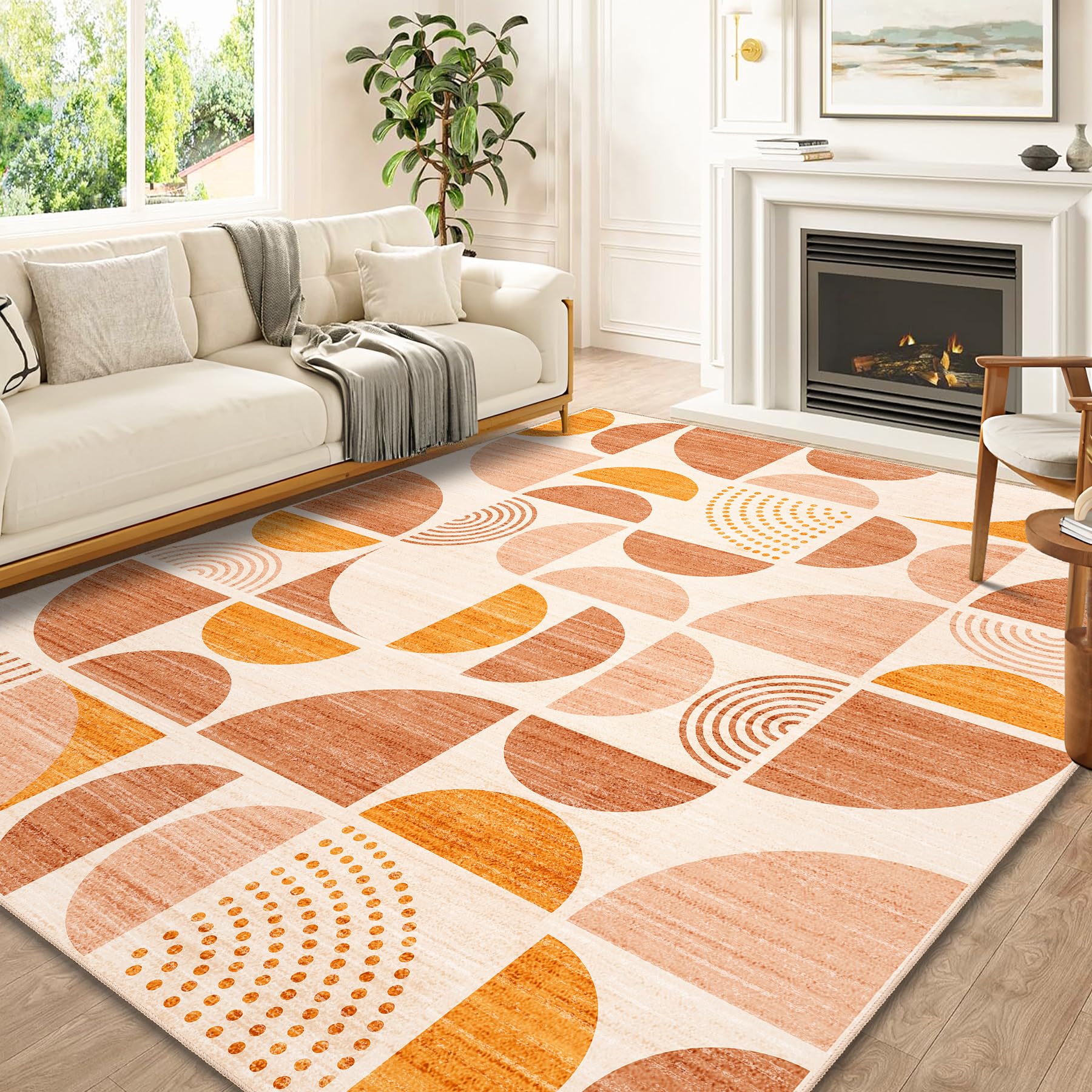 MUJOO 8x10 Area Rugs,Washable Rugs for Living Room Bedroom,Boho Large Throw Floor Carpet Non Slip Soft Modern Abstract Bohemian 