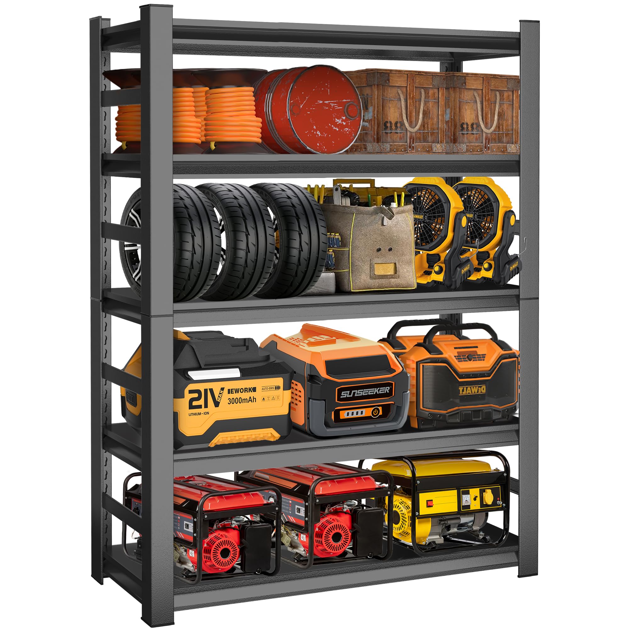 78H Garage Shelving Unit and Storage-Easy Assembly Metal Shelves 5-Tier Utility Rack| Heavy-Duty Adjustable Shelf| Steel Rust-Re
