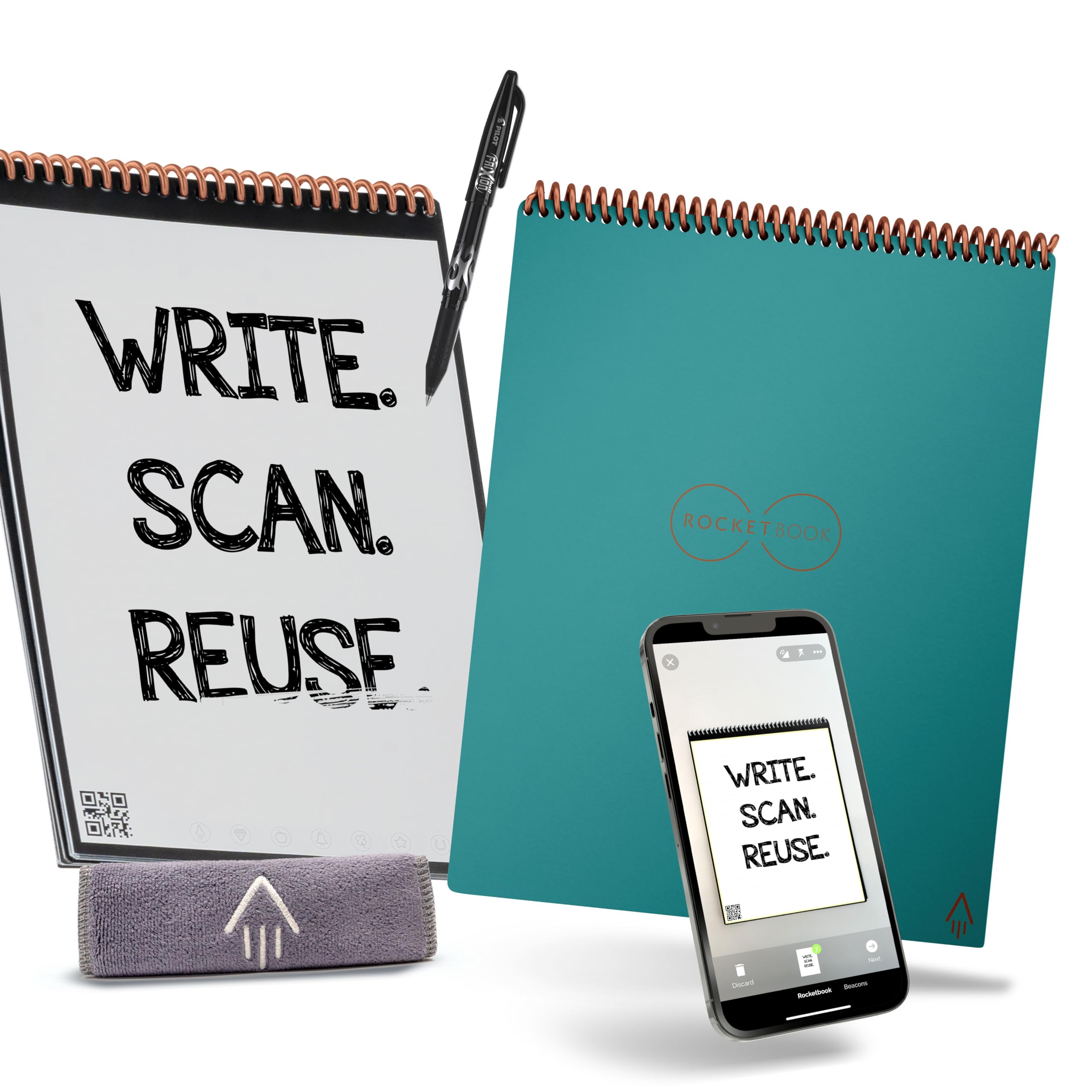 Rocketbook Flip Reusable Smart Notepad | Eco-Friendly, Digitally Connected Notebook For Ambidextrous Writers | Dotted & Lined Co