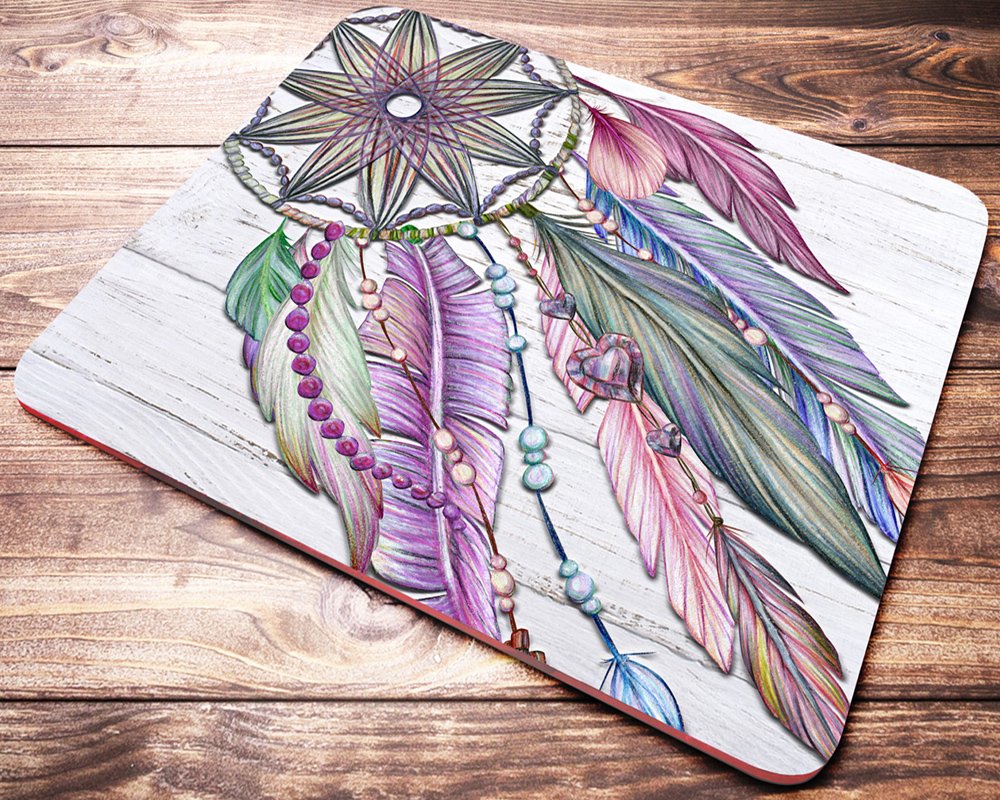 Dreamcatcher Boho Mouse Pad Pink And Purple Watercolor Mousepad Teacher Gifts Desk Accessories Womens Office Gifts