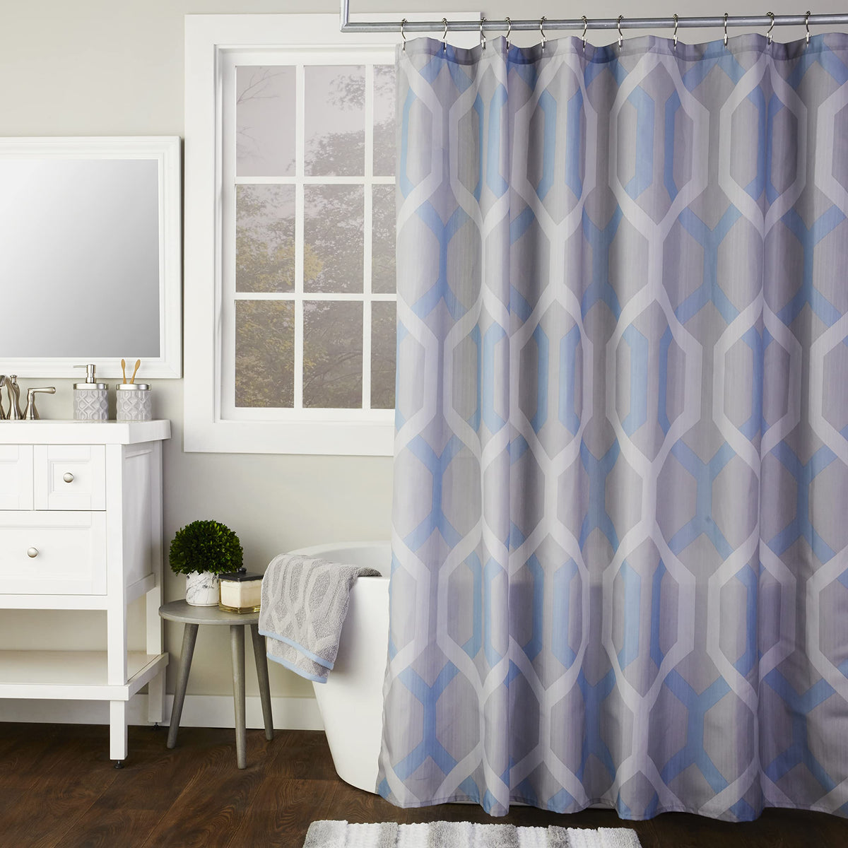 Skl Home Gray Lattice Shower Curtain, Charcoal