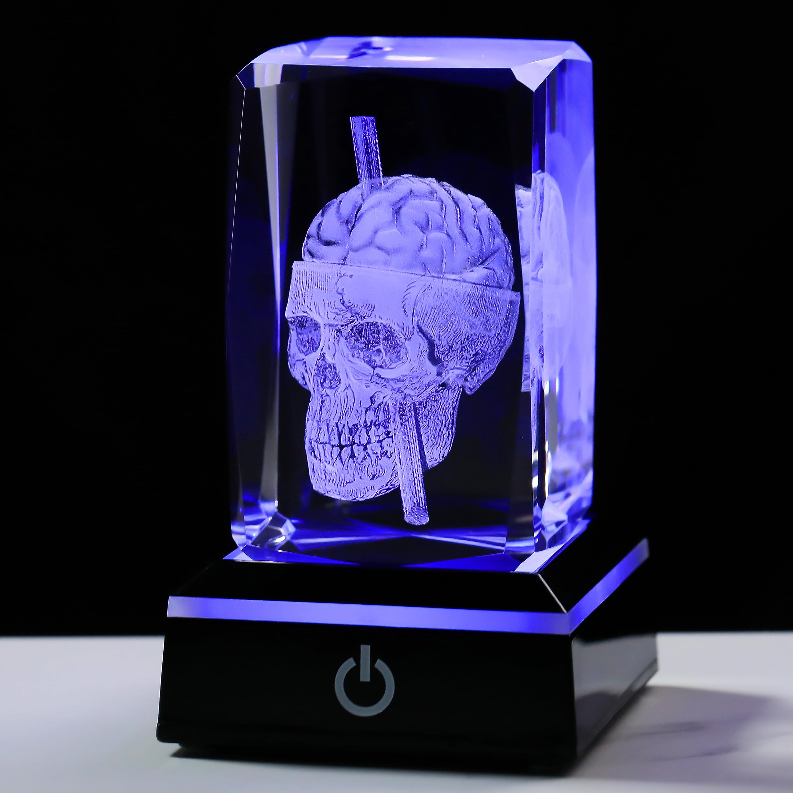 Qianwei 3D Crystal Skull Decor- Halloween Skull Light Witch Figurines Occult Medieval Goth Satanic Home Desk Glass Skull Decor W