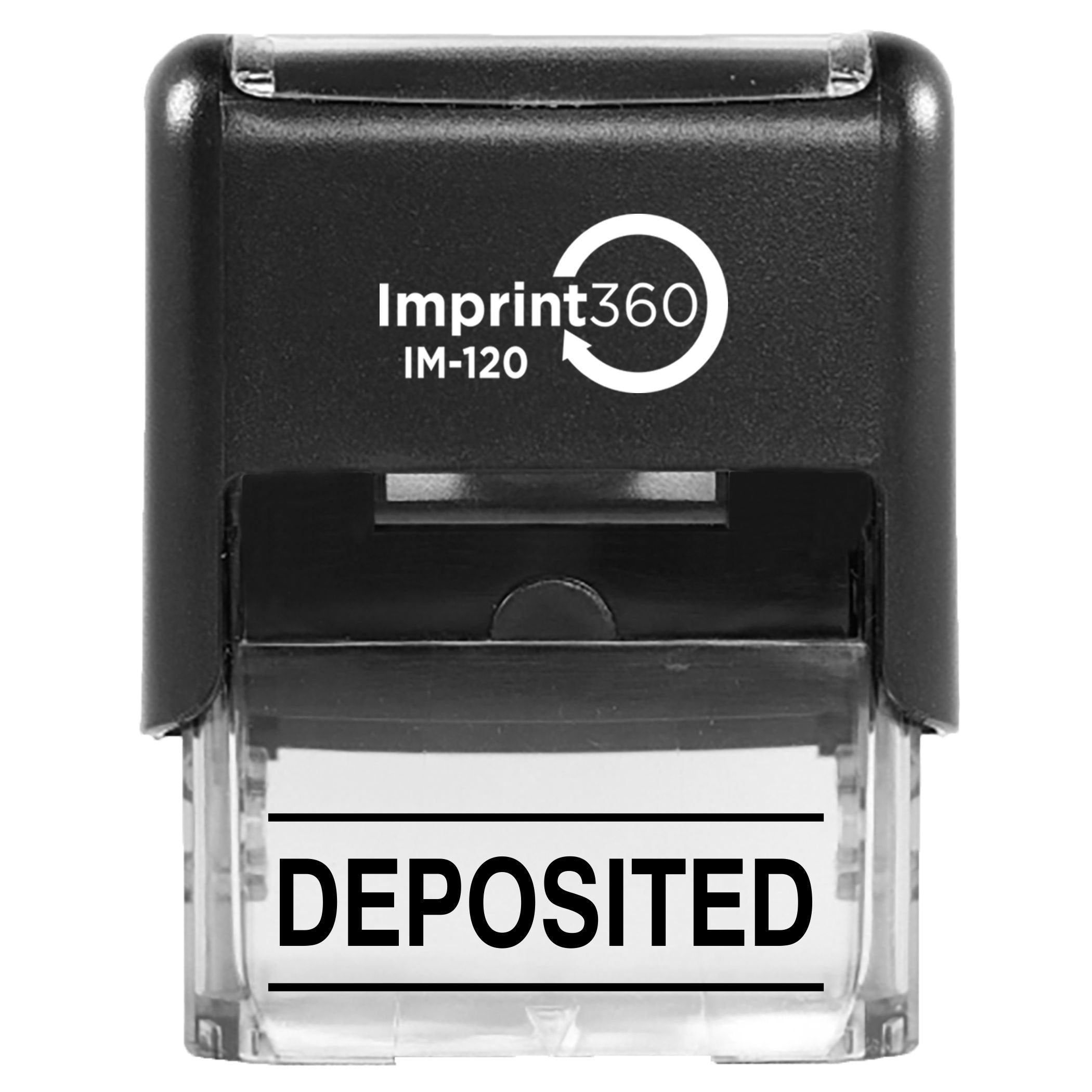Supply360 As-Imp1128K - Deposited W/Upper And Lower Bars, Black Ink, Heavy Duty Commerical Self-Inking Rubber Stamp, 9/16' X 1-