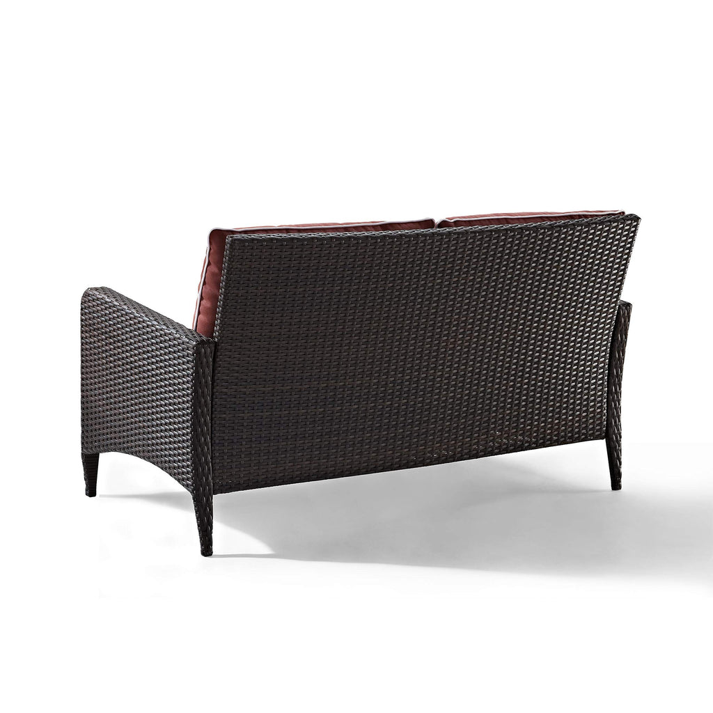 Crosley Kiawah Outdoor Wicker Loveseat in Sangria