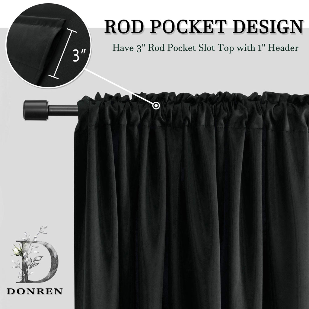 Donren 16 Inches Long Black Valances For Windows - 2 Panels Blackout Theme Insulated Valances For Basement,52 Inches Wide Kitche