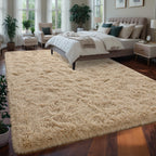 Larhom Extra Large Soft Area Rugs For Living Room Bedroom, 8X10 Feet Beige Shag Rug Carpet, Plush Fluffy Carpet For Kids Girls R